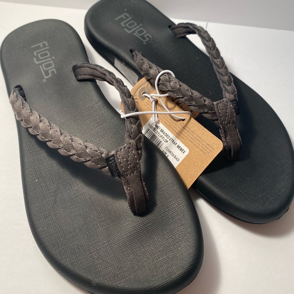 Flojos Black Delaney Braided Strap Sandals NWTs